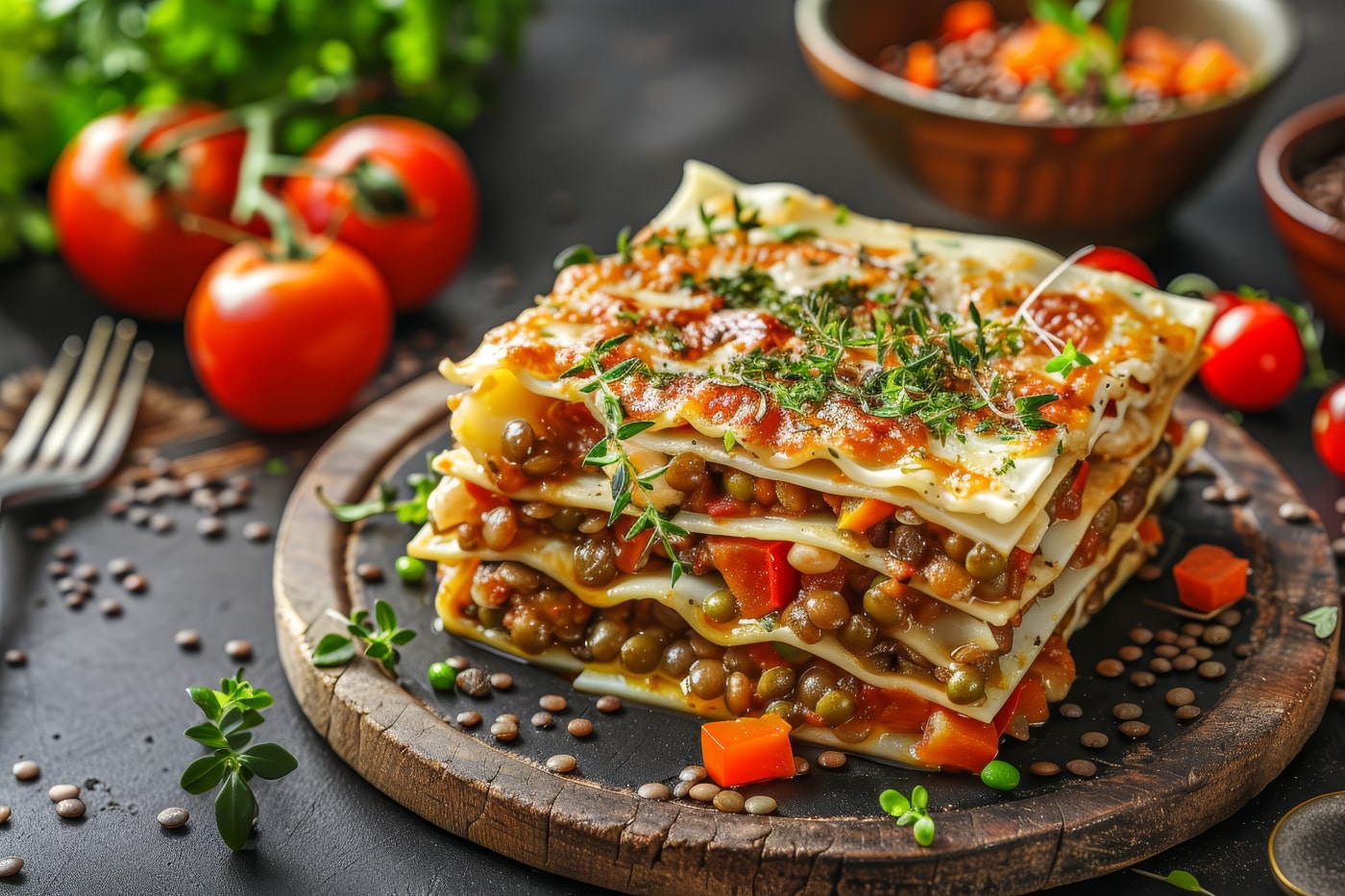Lasagnes végétales aux lentilles
